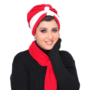 turban  &scarf One piece knot, two colors crochet -Smile Turbans - 1476