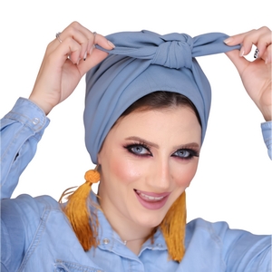 turban Two-piece bow headband crepe -Smile Turbans - 792