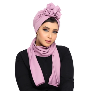 turban  &scarf One piece rose crepe -Smile Turbans - 1288