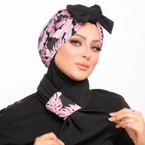 Turban & Scarf bow Armani satin material -Smile Turbans - 1493