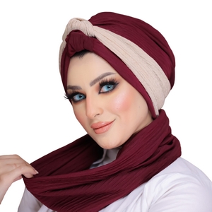 turban  &scarf One piece knot, two colors crochet -Smile Turbans - 864