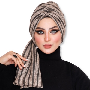 Turban Multi-way Striped brooch -Smile Turbans - 964