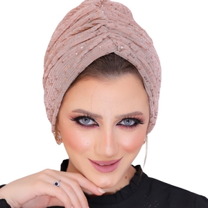 turban  &scarf Darbieh, one piece with a blue one crepe -Smile Turbans - 712