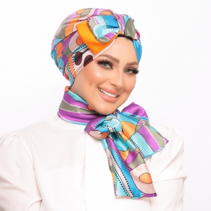 Turban & Scarf Half a bow Armani satin material -Smile Turbans - 1509