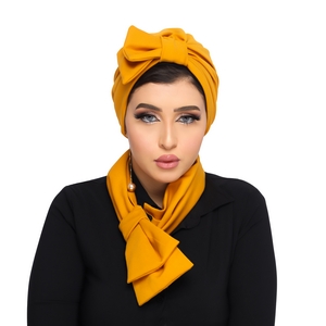 turban  &scarf Half a bow on one side crepe -Smile Turbans - 1289