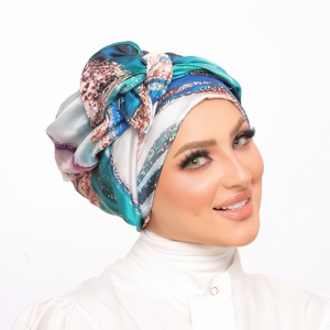 Turban Multi way wire Armani satin material -Smile Turbans - 1531