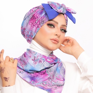 Turban & Scarf Double bow Armani satin material -Smile Turbans - 1516