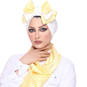 Turban & Scarf Double bow crepe material * satin -Smile Turbans - 1075