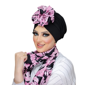 Turban & Scarf flower crepe material * Armani satin  -Smile Turbans - 888