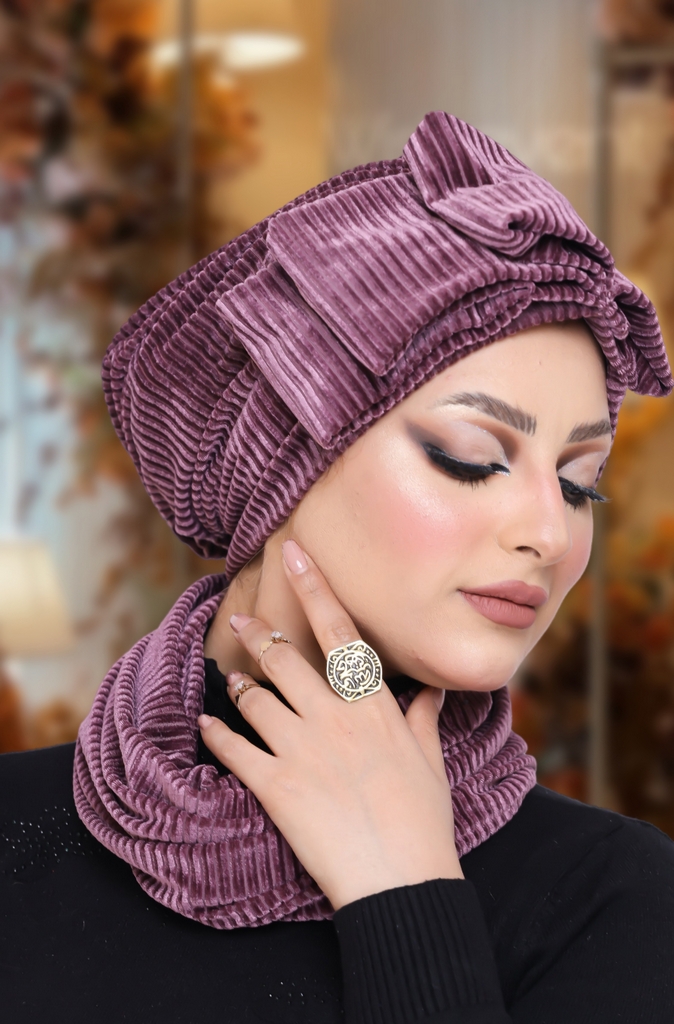 Turban  & Scarf Half a bow, one piece velvet - Smile Turbans - 1024