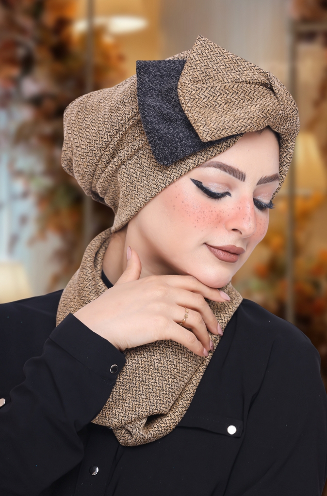 Turban  & Scarf Half a bow, one piece wool - Smile Turbans - 1060