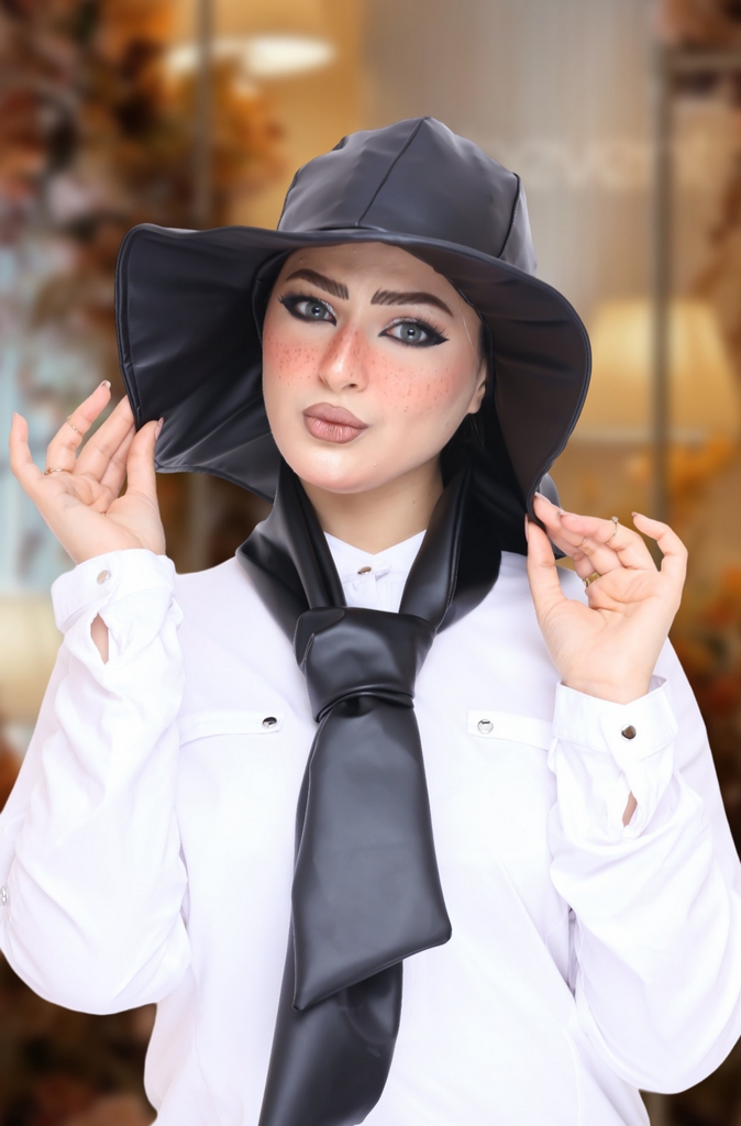 Bucket Hat & Scarf Bucket Hat leather - Smile Turbans - 1079