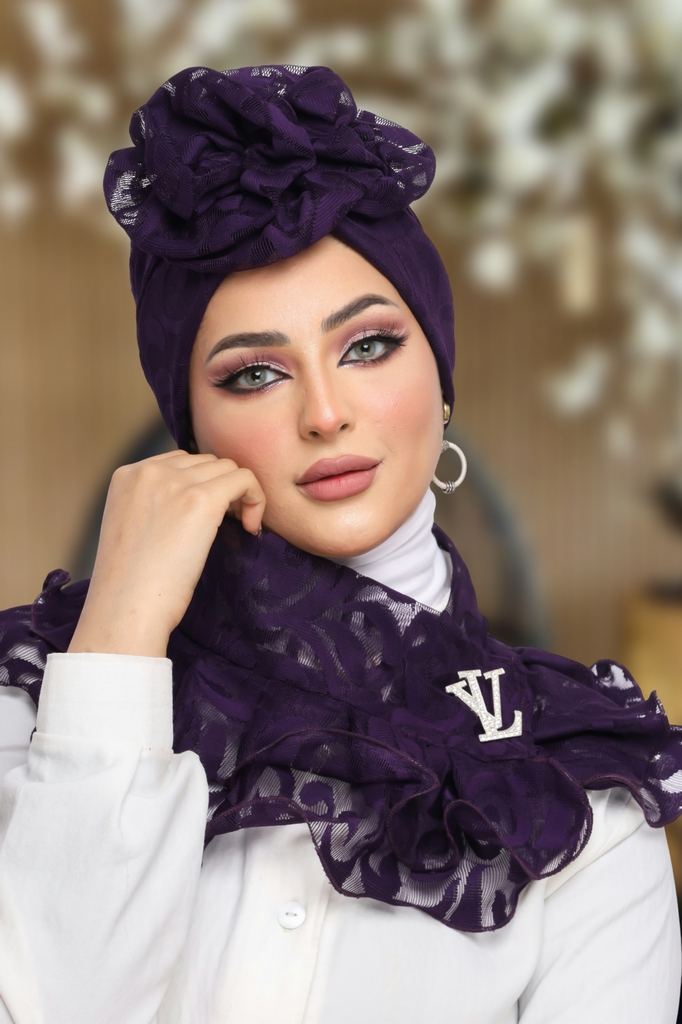 Turban  & Scarf Drape one piece with accessories Dantel Joubert - Smile Turbans - 1162