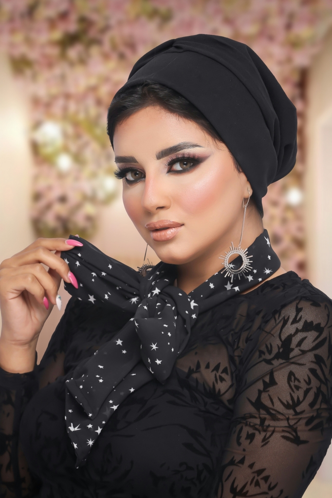 Turban Multi-way two pieces crepe material * chiffon - Smile Turbans - 1174