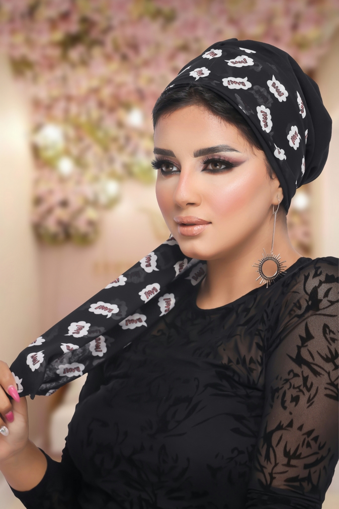 Turban Multi-way two pieces crepe material * chiffon - Smile Turbans - 1186