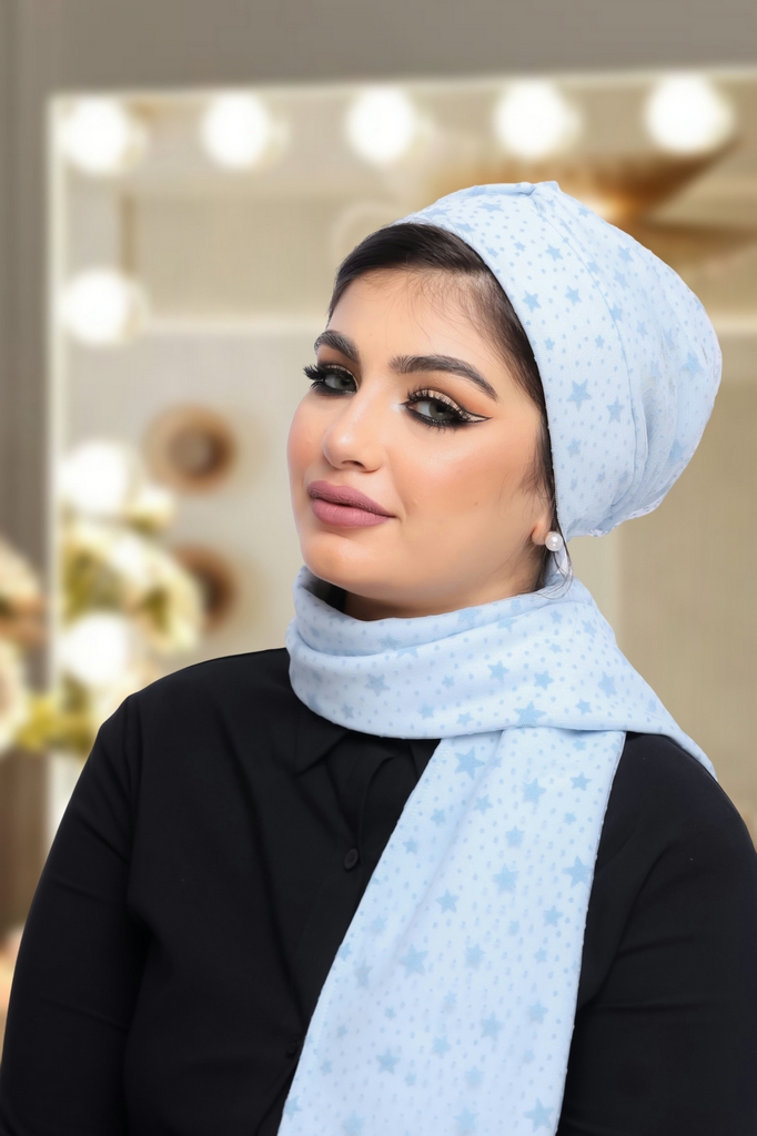 Turban  & Scarf Drape two pieces Tulle Material - Smile Turbans - 1246