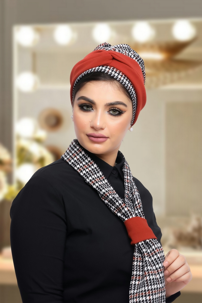 Turban  & Scarf Crocs Tow piece Rosaline material - Smile Turbans - 1252