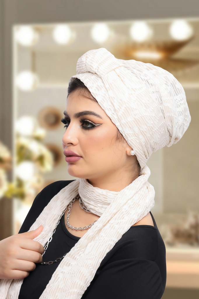 Turban  & Scarf Crown two pieces Lycra material - Smile Turbans - 1254