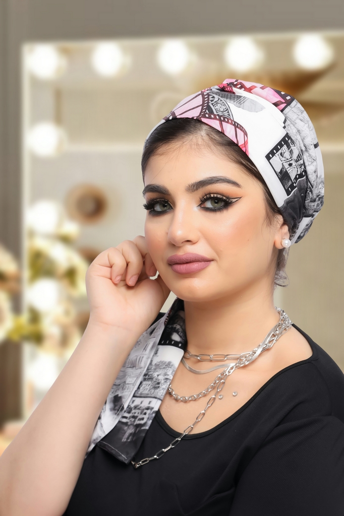 Turban Multi way tie Rosaline material - Smile Turbans - 1259