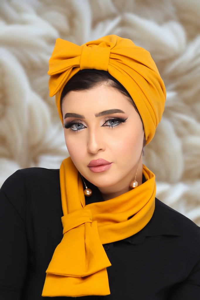 Turban  & Scarf Half a bow on one side crepe - Smile Turbans - 1289