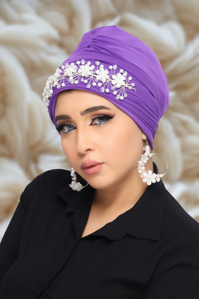turban Scotch With accessories Tulle Material - Smile Turbans - 1294