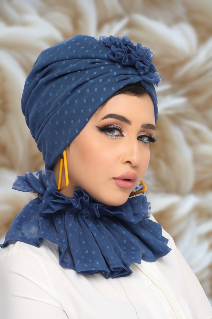 Turban  & Scarf flower Tulle Material - Smile Turbans - 1313