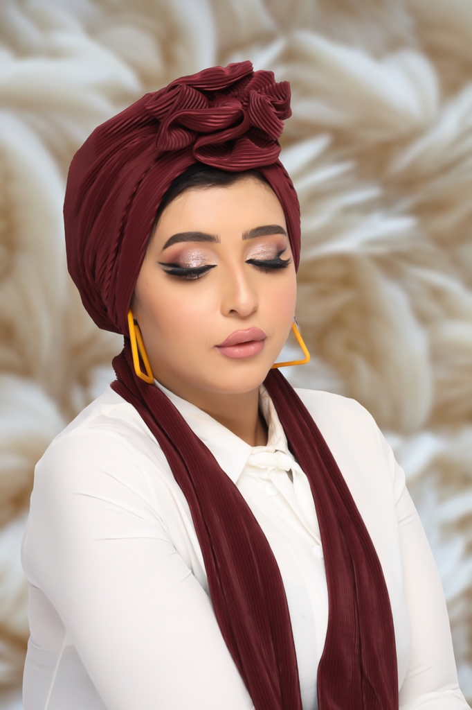 Turban  & Scarf flower Bliss satin material - Smile Turbans - 1331