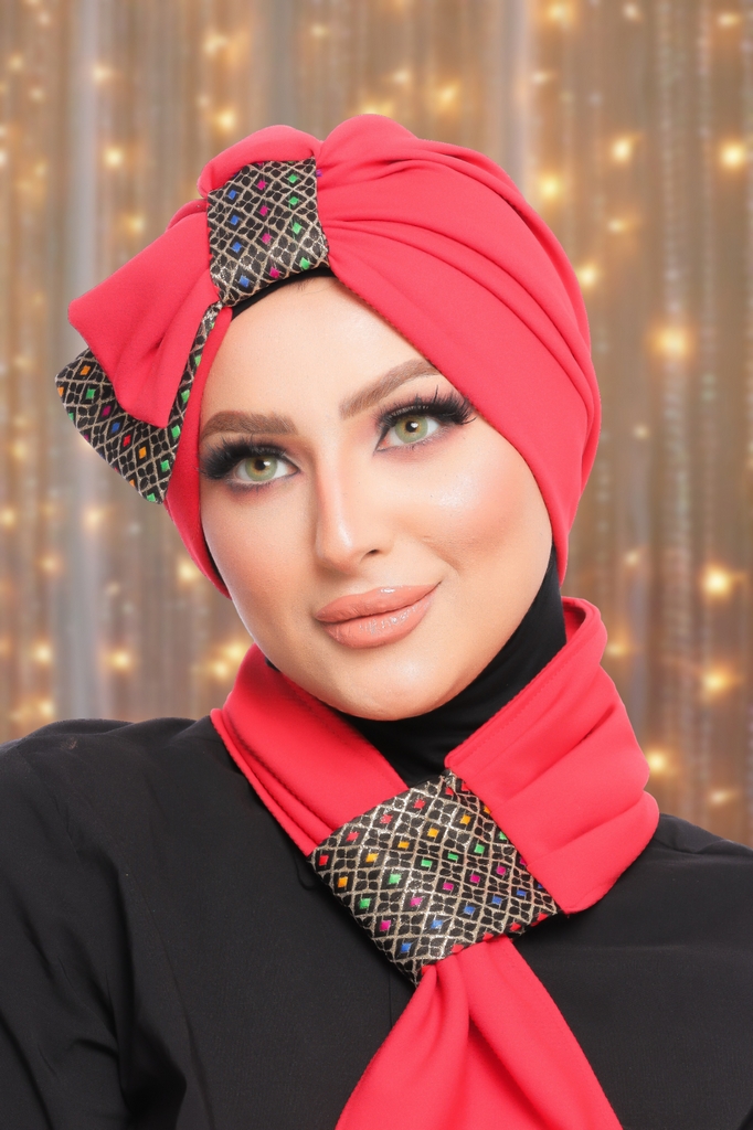 Turban  & Scarf Half a bow on one side crepe - Smile Turbans - 1489