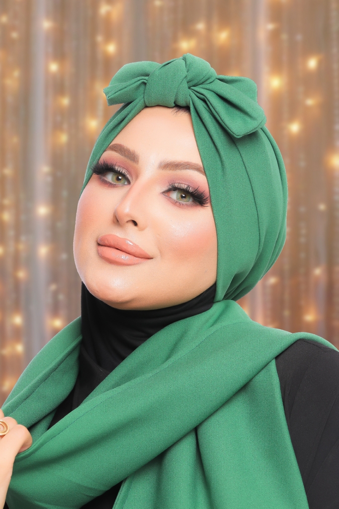 Turban  & Scarf One piece bow crepe - Smile Turbans - 1490