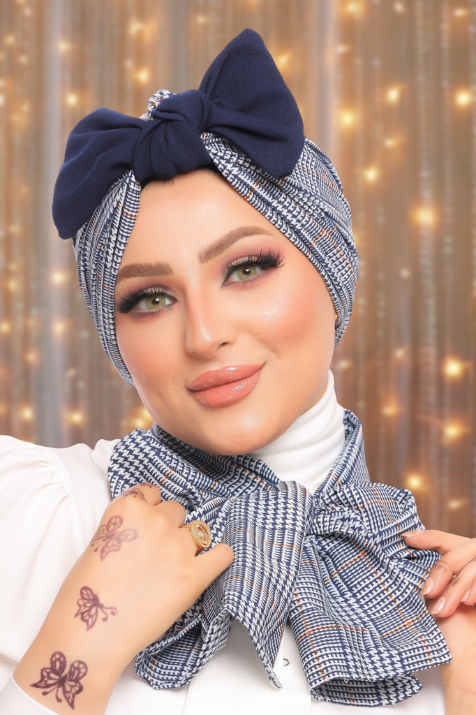Turban  & Scarf bow Rosaline material - Smile Turbans - 1517