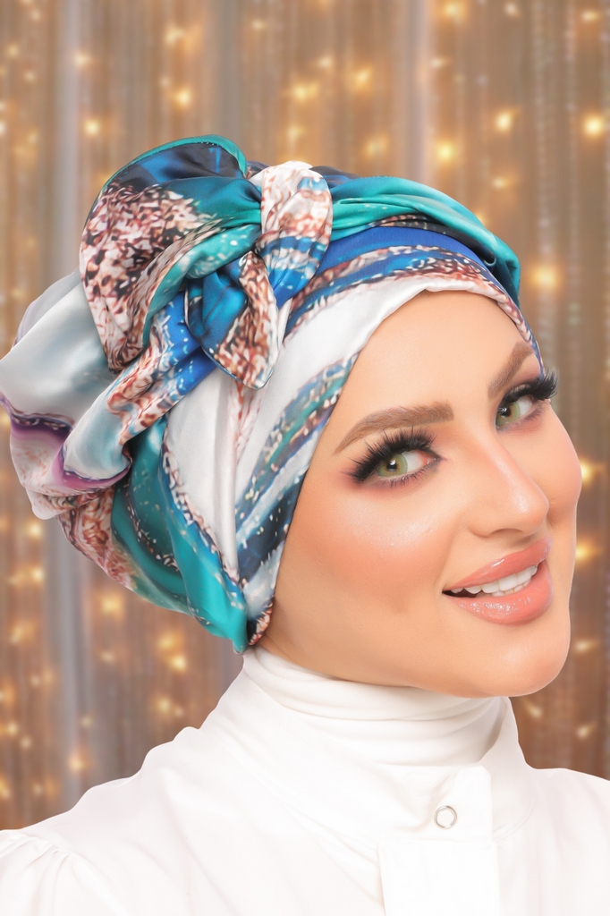 Turban Multi way wire Armani satin material - Smile Turbans - 1531