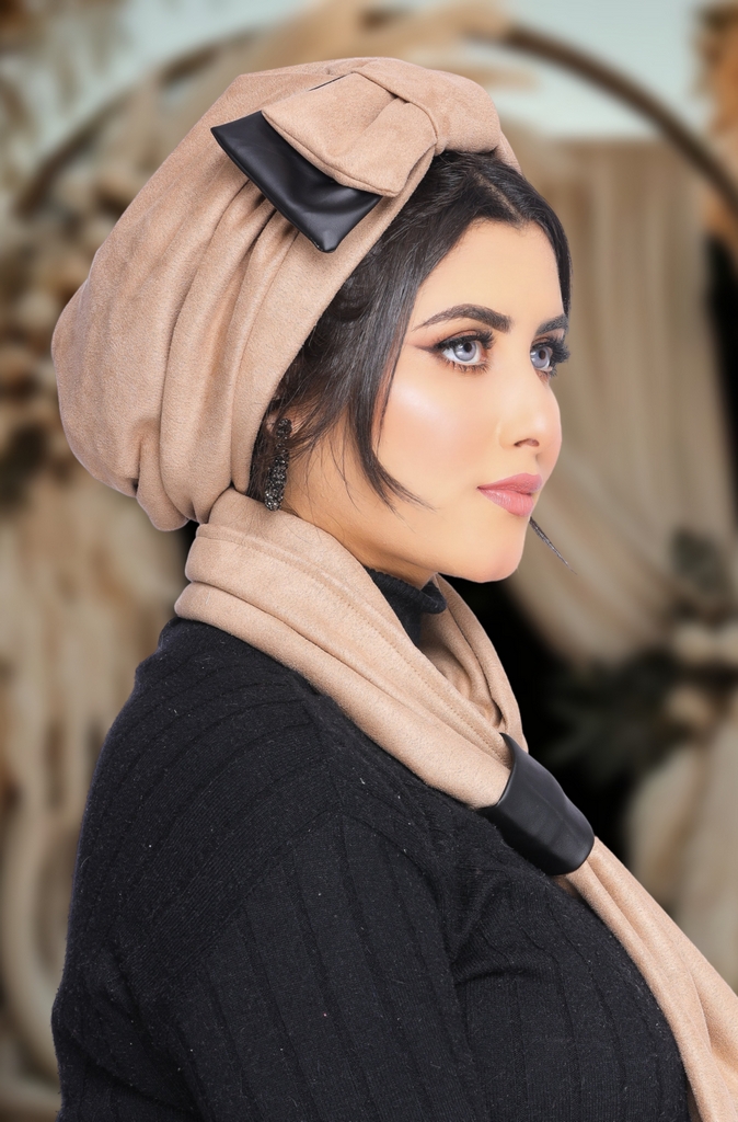 Turban  & Scarf Half a bow on one side suede - Smile Turbans - 1665