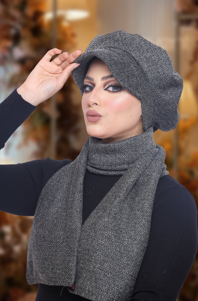 Beret & Scarf One piece beret Cap wool - Smile Turbans - 1715