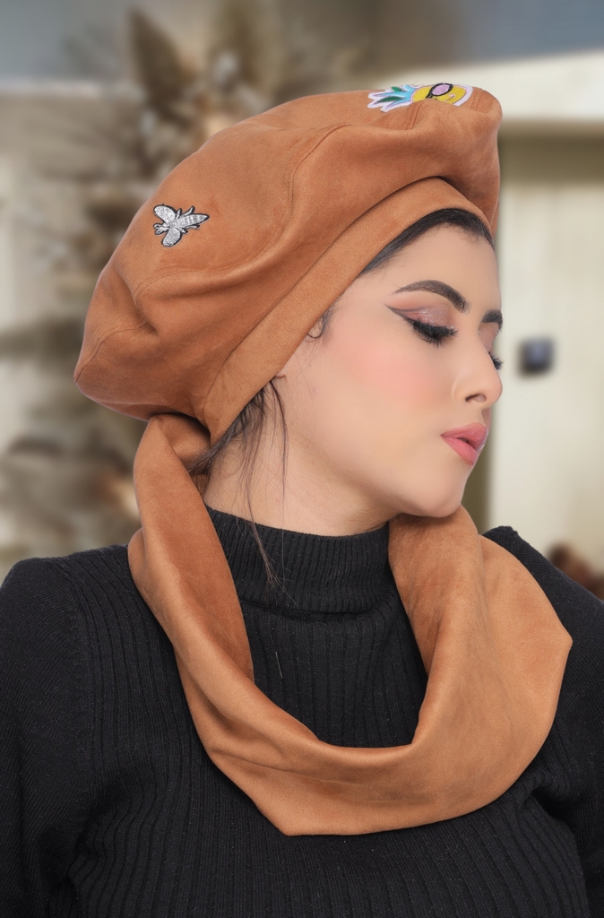 Beret & Scarf Beret Bagat suede - Smile Turbans - 1725