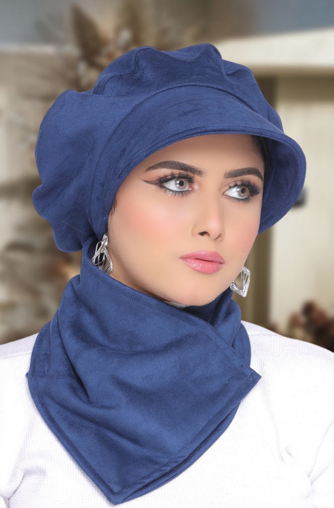 Beret & Scarf One piece beret Cap rings suede - Smile Turbans - 1730