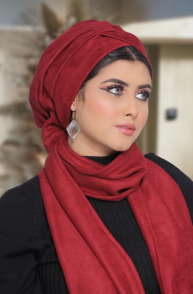 Turban  & Scarf One direction is a bow and the other is a cross suede - Smile Turbans - 1738