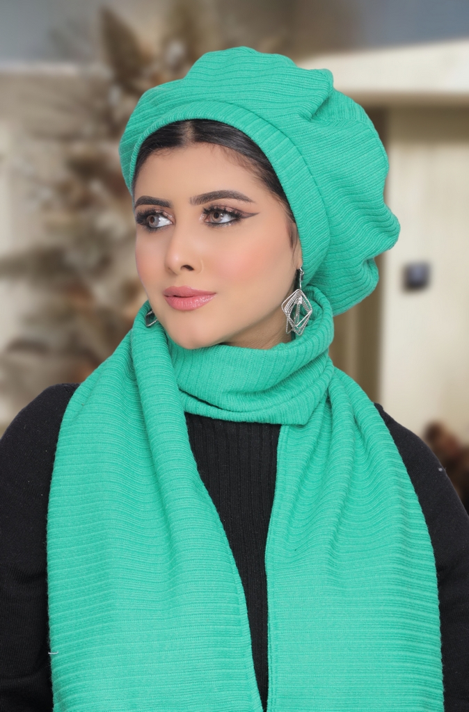 Beret & Scarf Beret Rib - Smile Turbans - 1754