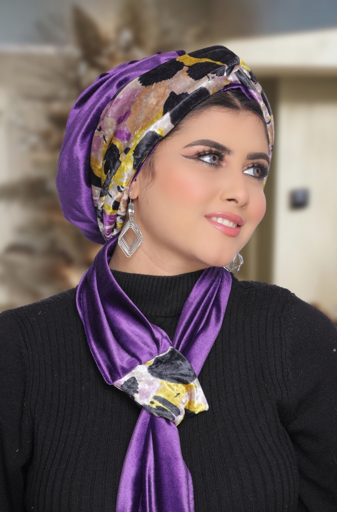 Turban  & Scarf Crocs Tow piece velvet - Smile Turbans - 1769
