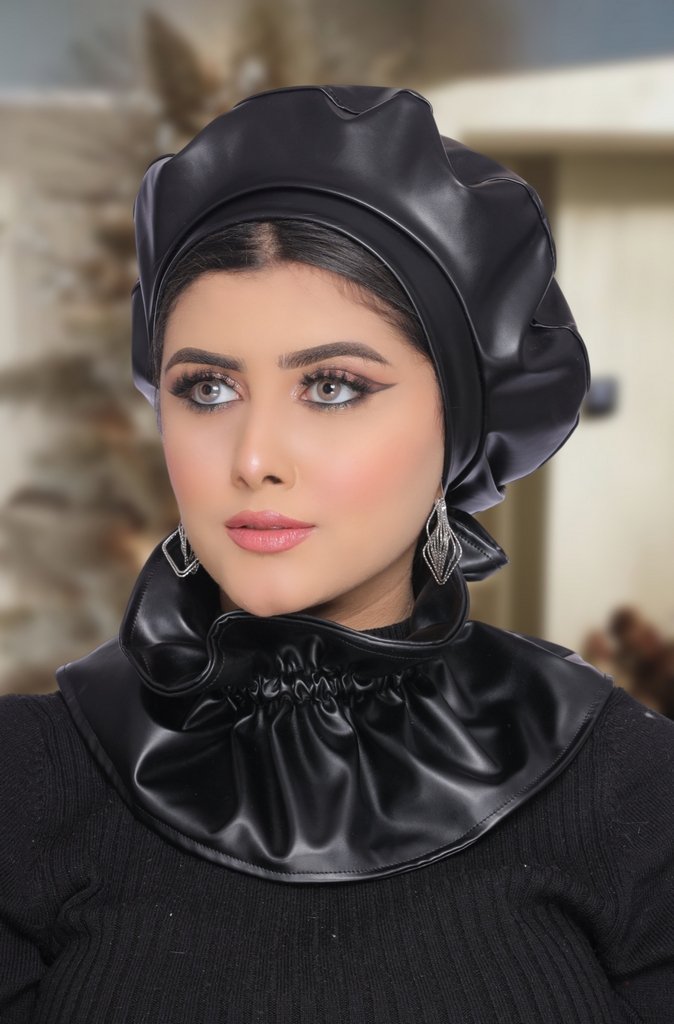 Beret & Scarf Beret leather - Smile Turbans - 1781