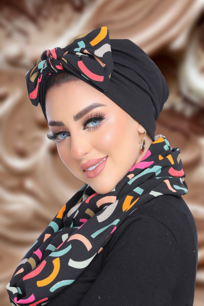 Turban  & Scarf Bow crepe material - Smile Turbans - 1826