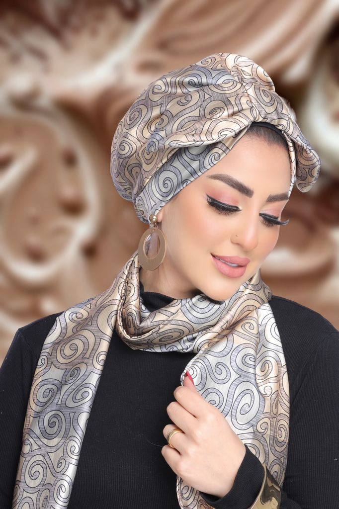 Turban  & Scarf Multi way Bow wire Armani satin material - Smile Turbans - 1833