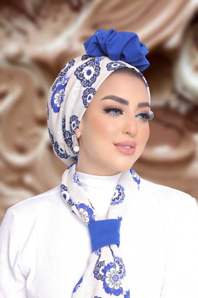 Turban  & Scarf flower Zara fabric - Smile Turbans - 1884