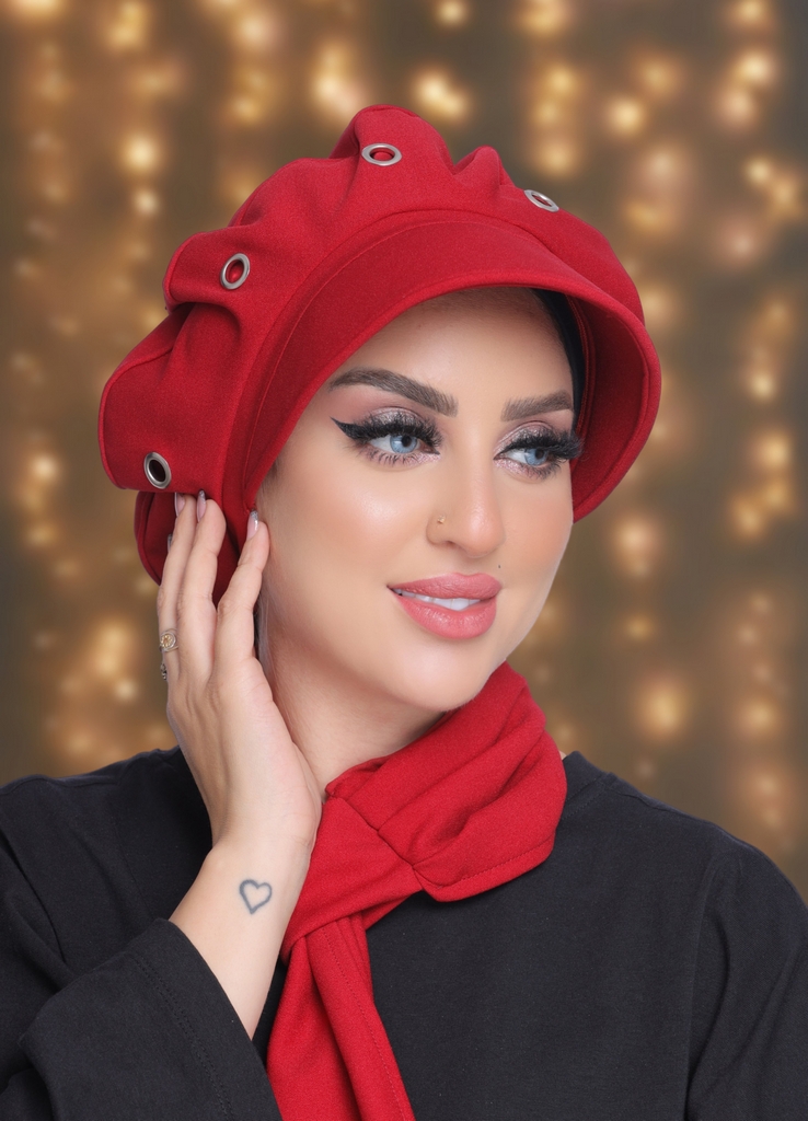 Beret & Scarf Cap crepe material - Smile Turbans - 2028
