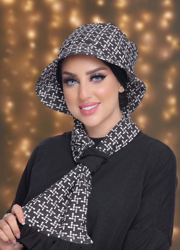 Bucket Hat & Scarf two piece gabardine - Smile Turbans - 2035