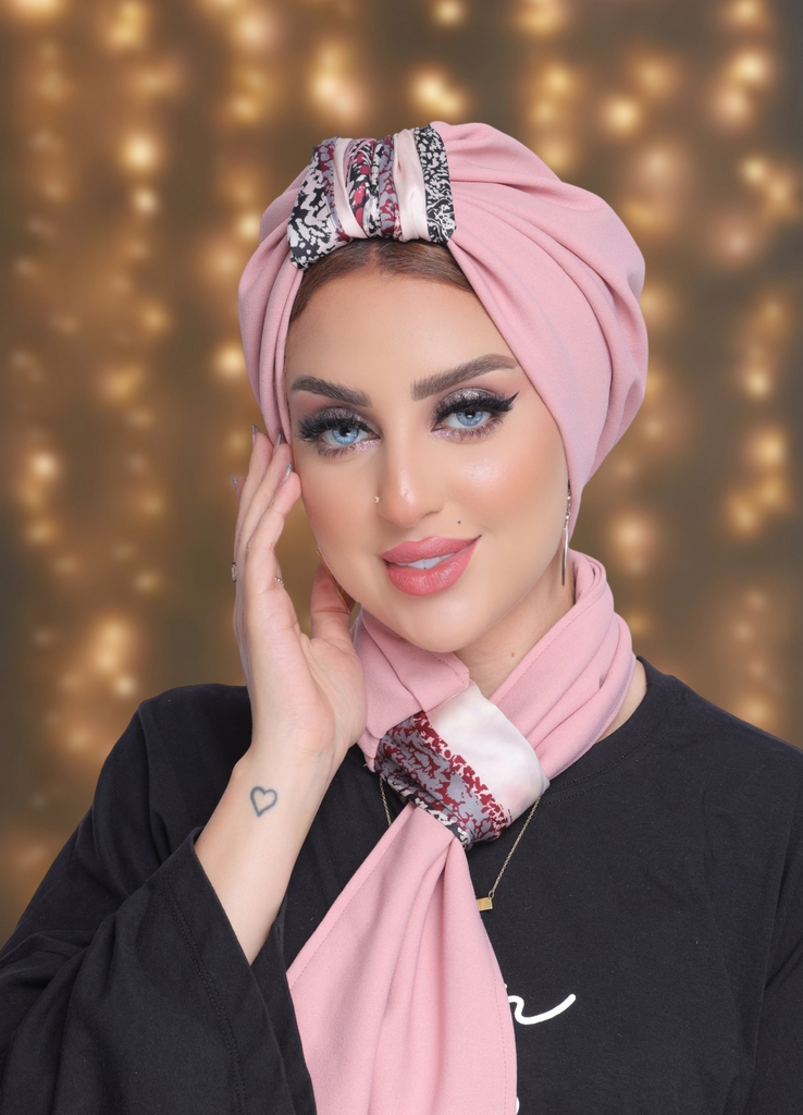 Turban  & Scarf two piece satin - Smile Turbans - 2065