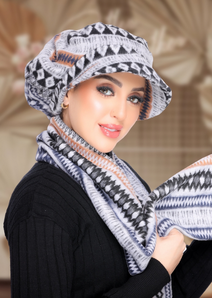 Beret & Scarf Cap wool - Smile Turbans - 2112
