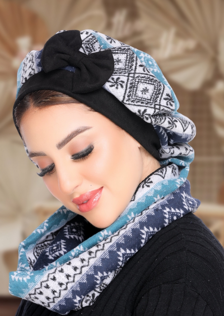 Beret & Scarf open scarf wool - Smile Turbans - 2116
