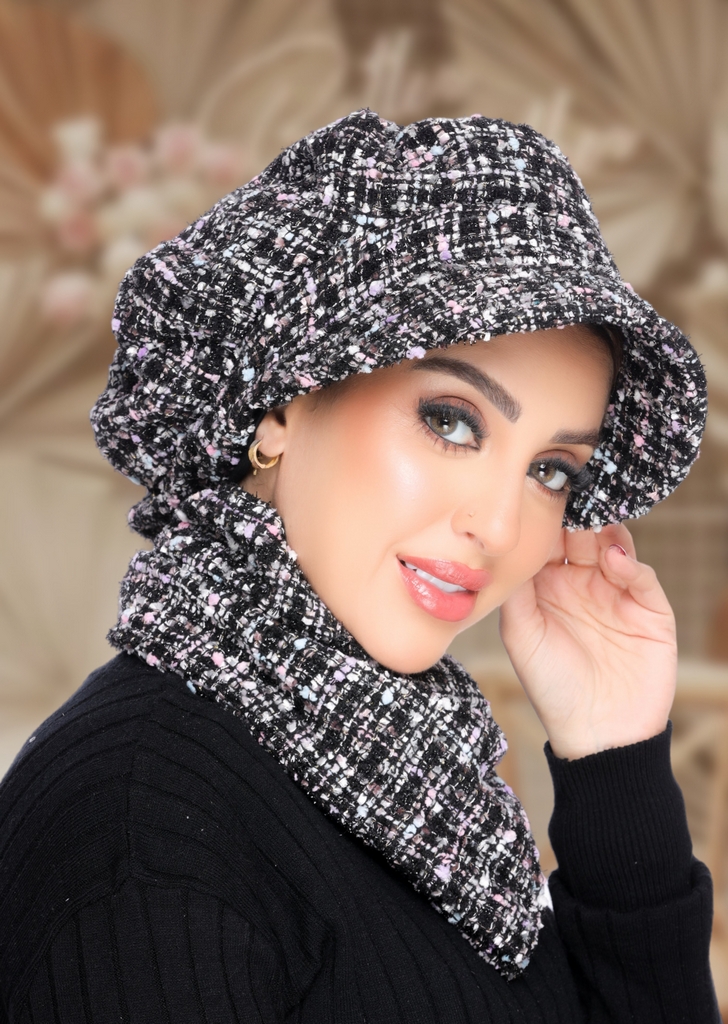 Beret & Scarf Cap wool - Smile Turbans - 2121