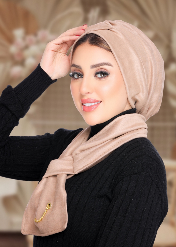 Turban  & Scarf t with metallic eyelet details suede - Smile Turbans - 2122