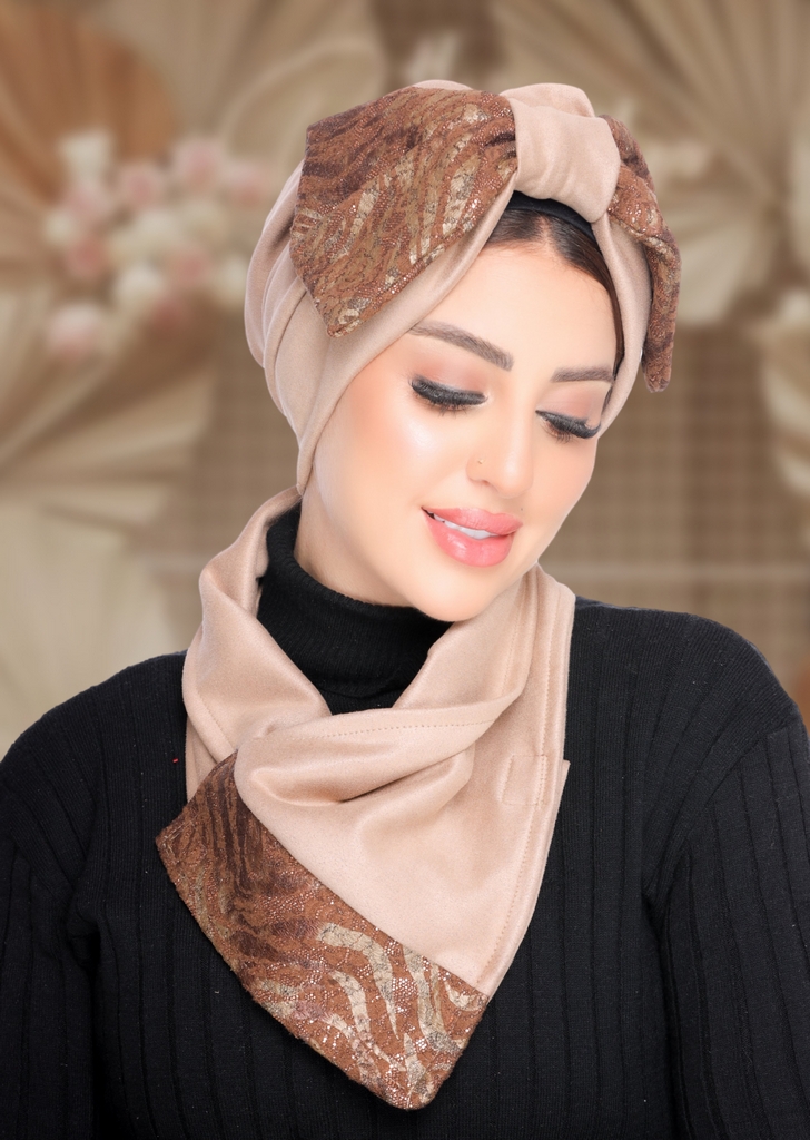 Turban  & Scarf bow suede - Smile Turbans - 2130
